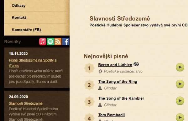 Písně Středozemě na Spotify a iTunes